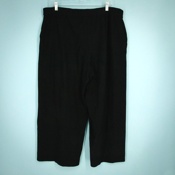Eileen Fisher Size 16 Black Culotte Crop Wide Leg Pull On System Knit Pants - Picture 2 of 5